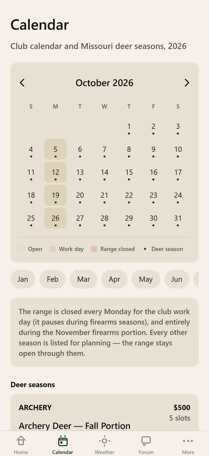 Back40 Sportsman's Club mobile app on iPhone and Android