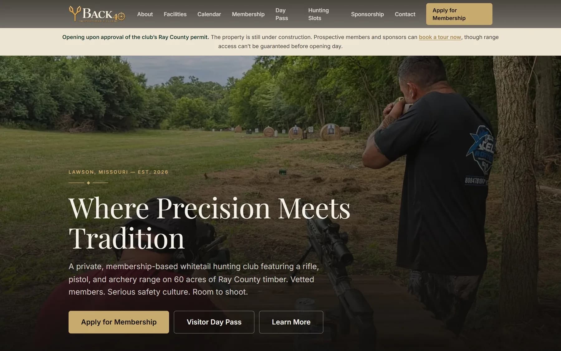 Back40 Sportsman's Club website, designed, built and hosted by Next Lead Marketing