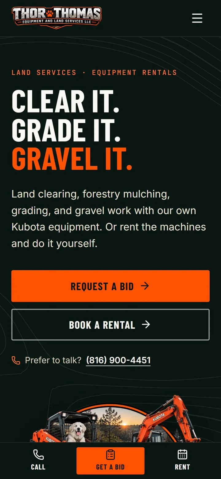 Thor Thomas website on a phone